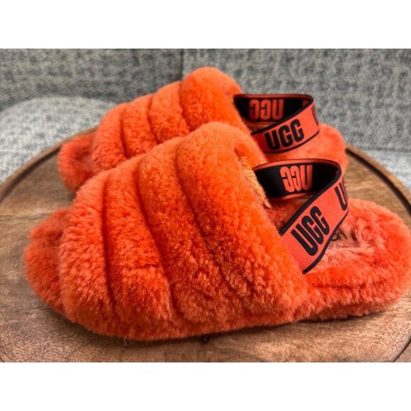 UGG Womens Fluffy Orange Slide Slippers Size 9 /EU 40 - Picture 7 of 9